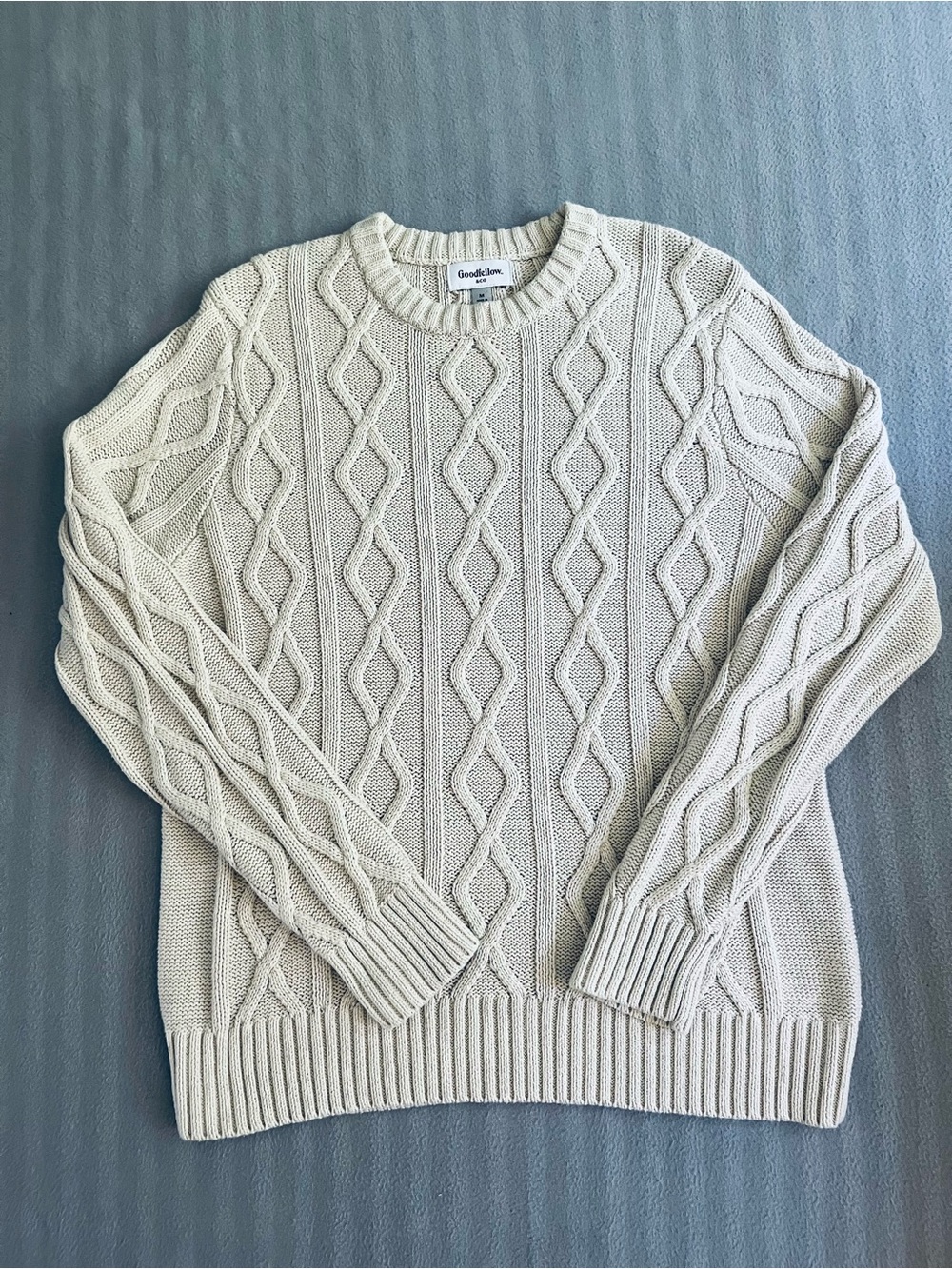 Goodfellow & Co Cream Cable Knit Crewneck Sweater